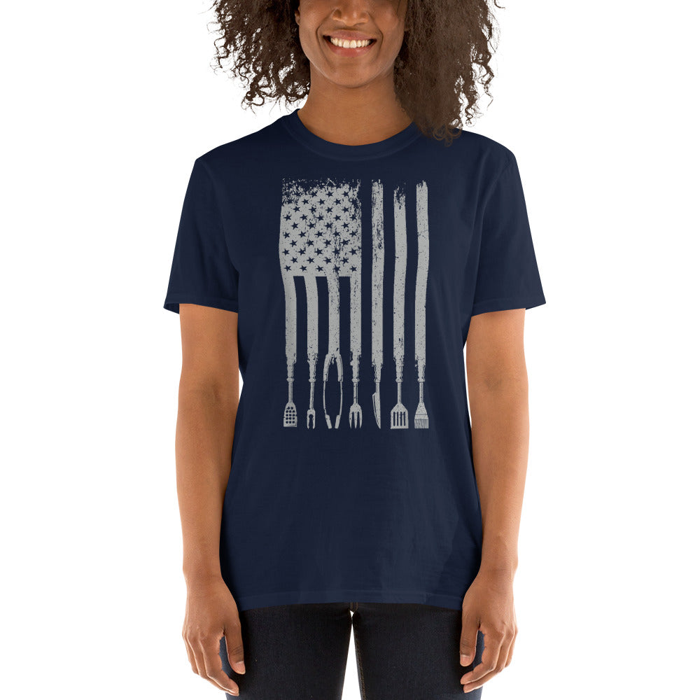 
            
                Load image into Gallery viewer, Grilling Flag Short-Sleeve Unisex T-Shirt
            
        