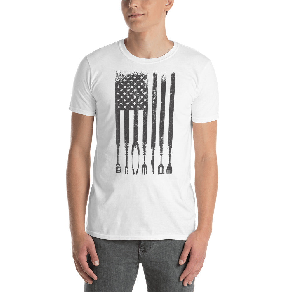 Grilling Flag (Light Colors) Short-Sleeve Unisex T-Shirt